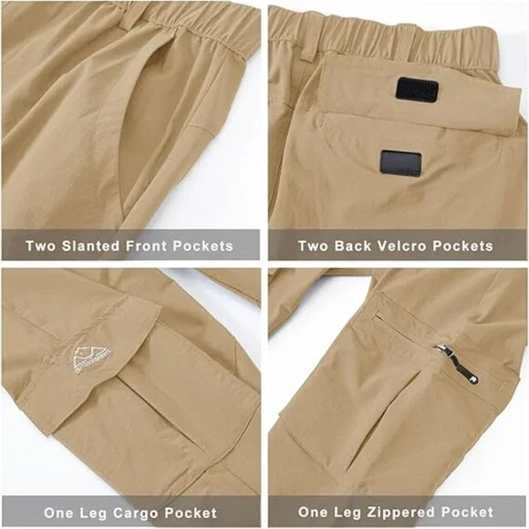 Hiking Cargo Pants Lightweight Stretch Water Resistant Quick Dry - Picture 4 of 14